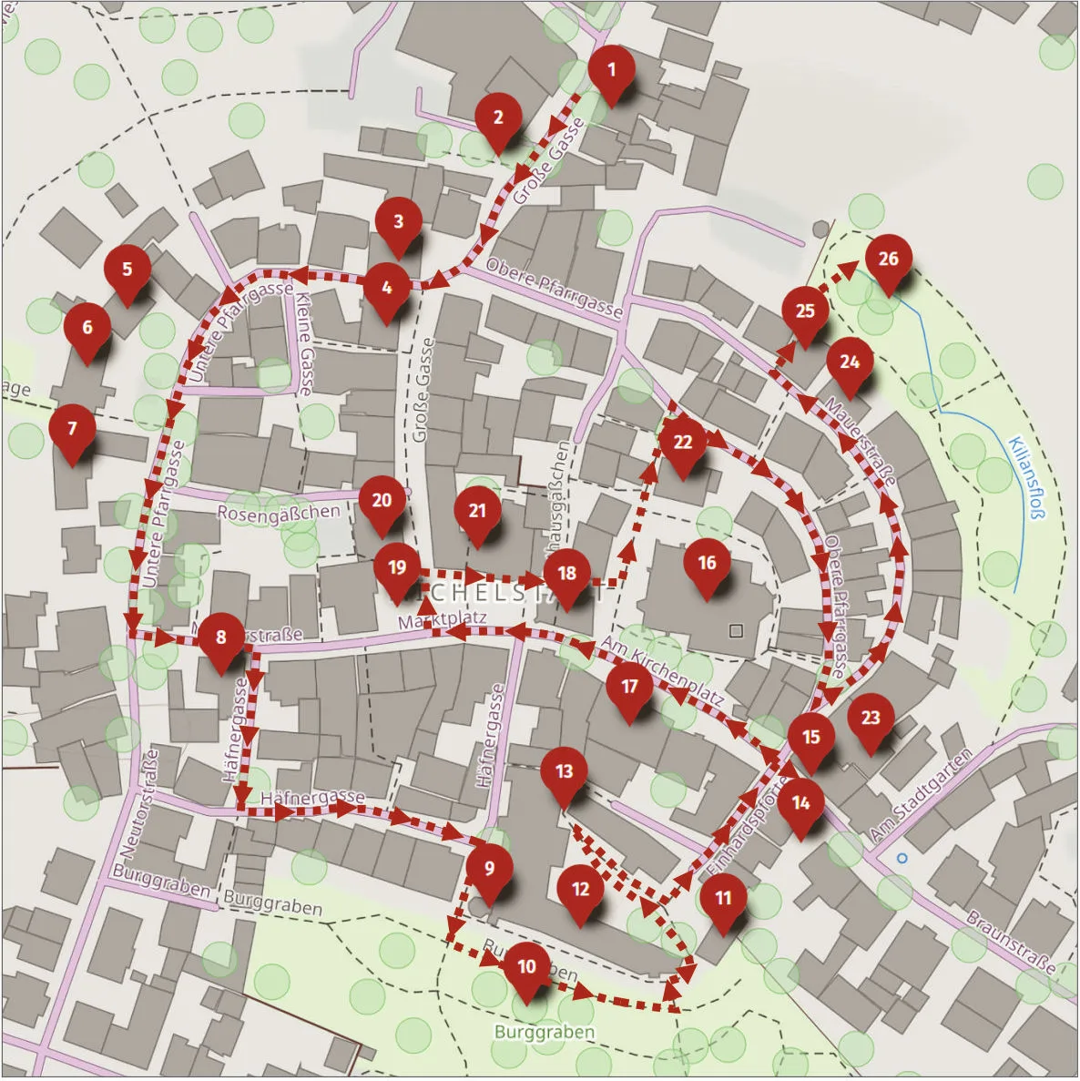 Orientierungskarte Altstadtrundgang Michelstadt